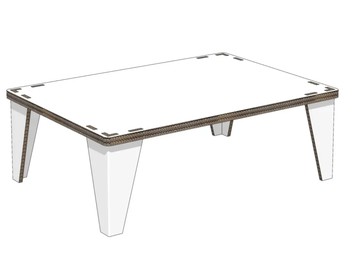 Table basse en carton de 85 cm pour meubles de home staging