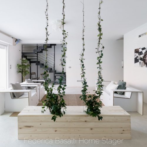 allestimenti zona giorno con mobili in cartone